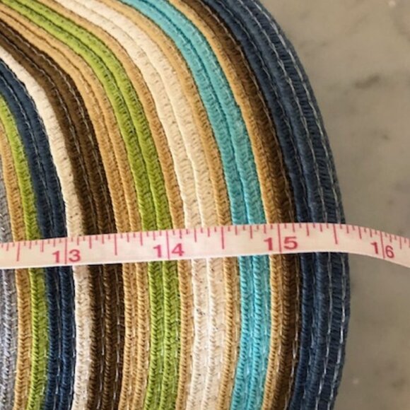 CYNTHIA ROWLEY Striped Straw Floppy Hat Blue Brown Green One Size - Picture 16 of 16